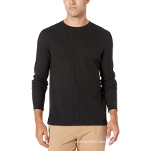 Casual Knit Waffle Shirt Versatile Lounge T Shirt  Men's Long Sleeves Shirt